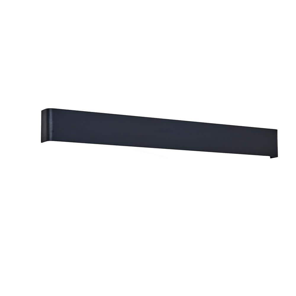 Long Steak 33 in. 2-Light Black LED Wall Sconce with White Acrylic Shades