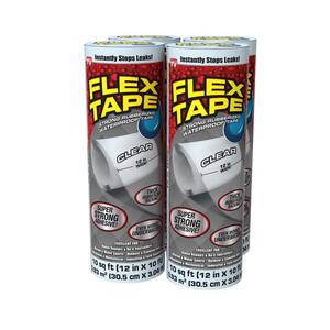 Flex Tape Clear 12 in. x 10 ft. Strong Rubberized Waterproof Tape (4-Piece)