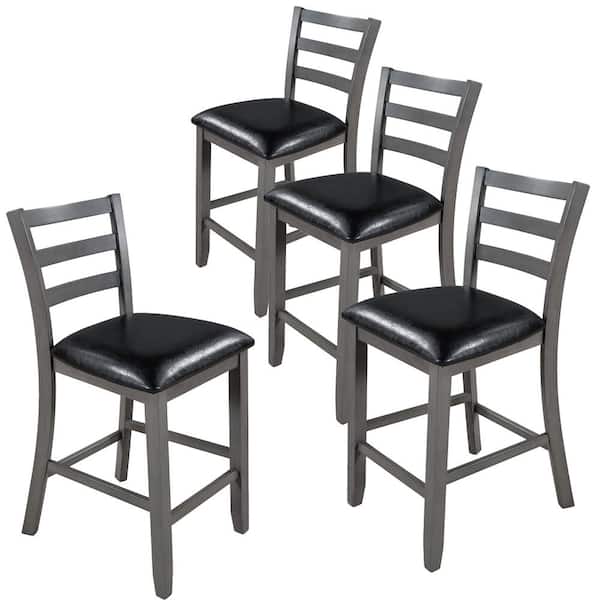 Unbranded Gray Wooden Counter Height Dining Chair (Set of 4)
