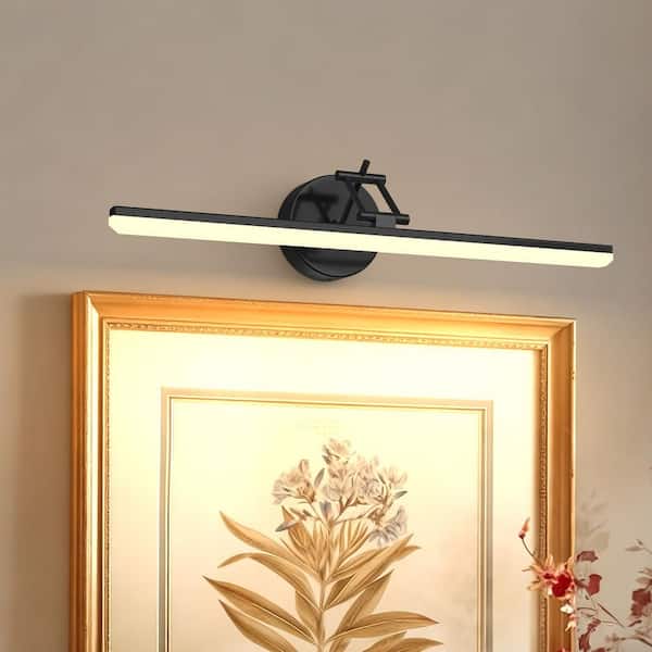 22.9 in. Black Metal LED Vanity Wall Light with Stretchable Rectangular Design, 5CCT Dimmable for Bedroom