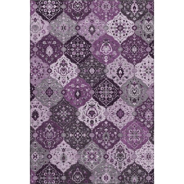 Mayfield Premium Machine Washable Abstract AMF2292 Purple 10 ft. x 14 ft. Area Rug