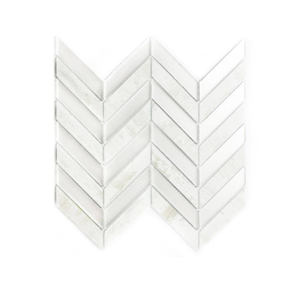 Nature Birch White 10 in. x 12 in. Herringbone Wood Look Glass Mosaic Wall Tile (10 sq. ft./Case) price history on PriceWatchPro