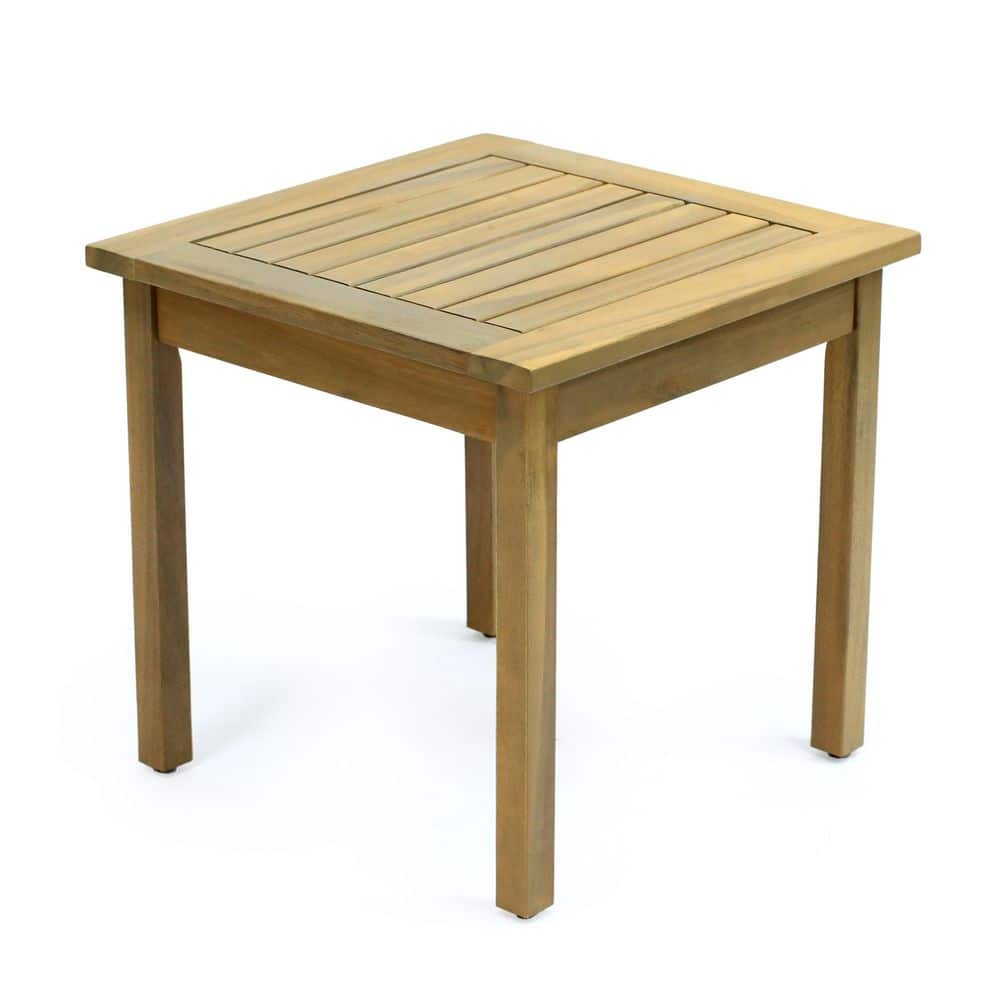 Archer 18.9 in. Modern Classic Square Slatted Solid Acacia Wood Indoor/Outdoor Adirondack Side Table, Light Teak price history on PriceWatchPro