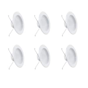 5/6 in. Integrated LED White Retrofit Recessed Light Trim Dimmable CEC Downlight Soft White 2700K, 6-Pack