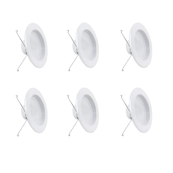 Feit Electric 5 in. /6 in. Integrated LED White Retrofit Recessed Light Baffle Trim Kit Dimmable CEC Downlight Daylight 5000K (6-Pack)