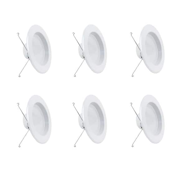 Feit Electric 5/6 in. Integrated LED White Retrofit Recessed Light Baffle Trim Dimmable CEC Title 24 Downlight Soft White 2700K 6-Pack