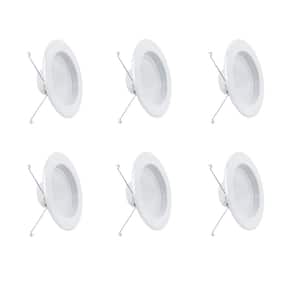 6-pack 5/6 in. 925 Lumens Selectable 5CCT Dimmable Integrated LED Retrofit Recessed Light Baffle Trim, White