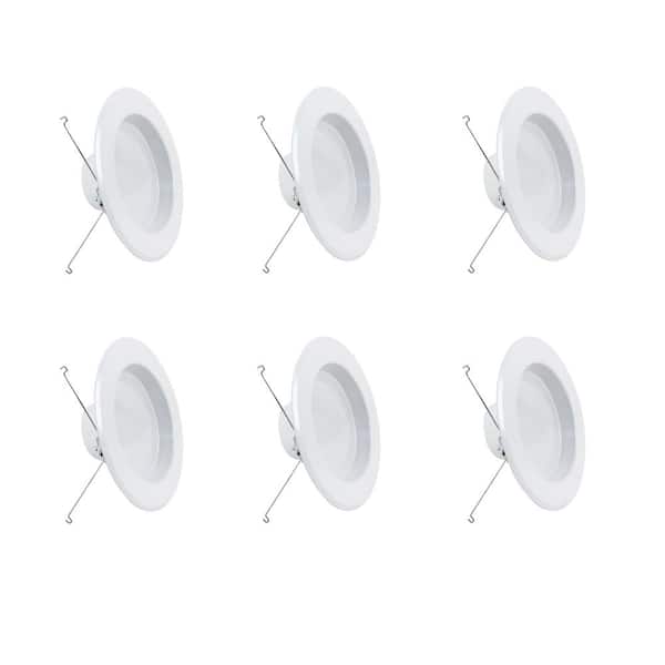 6-pack 5/6 in. 925 Lumens Selectable 5CCT Dimmable Integrated LED Retrofit Recessed Light Baffle Trim, White
