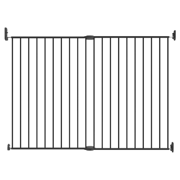 36 in. H Warm Black Extra Wide Extending Swing Baby Gate with Locking  Indicator