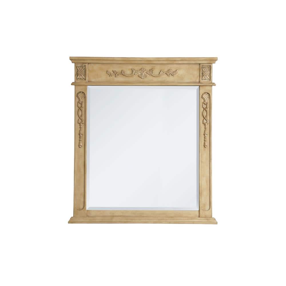 Medium Rectangle Antique Beige Contemporary Mirror (36 in. H x 32 in. W)