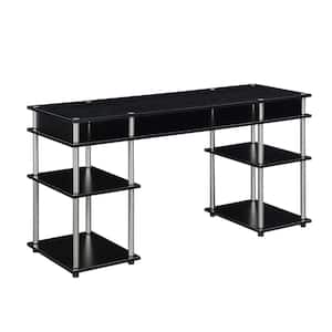 Designs2Go 59 in. Rectangle Black Particle Board Writing Desk with Shelves and Tool Assembly