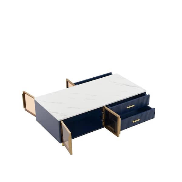 Harper & Bright Designs 47.2 in. Navy Blue Rectangle MDF Coffee