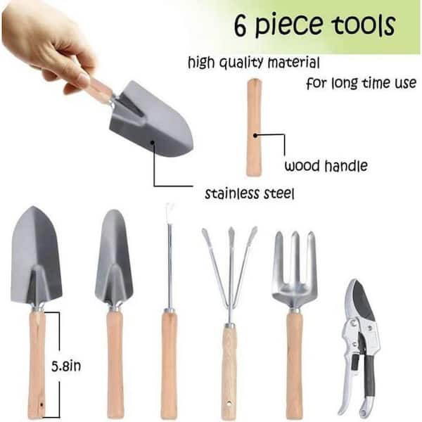 5 Piece Garden Tool Kit With Folding Seat with back rest Bag Pruner Set  Stool 