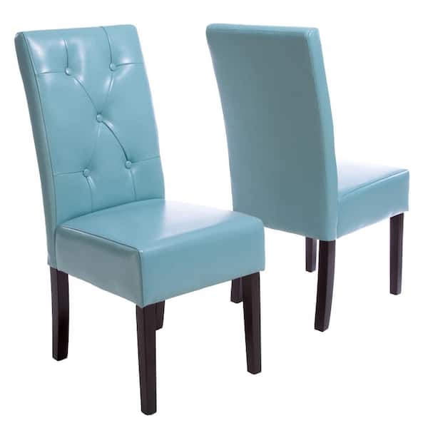Noble House Taylor Teal Blue Bonded, Blue Leather Dining Chairs