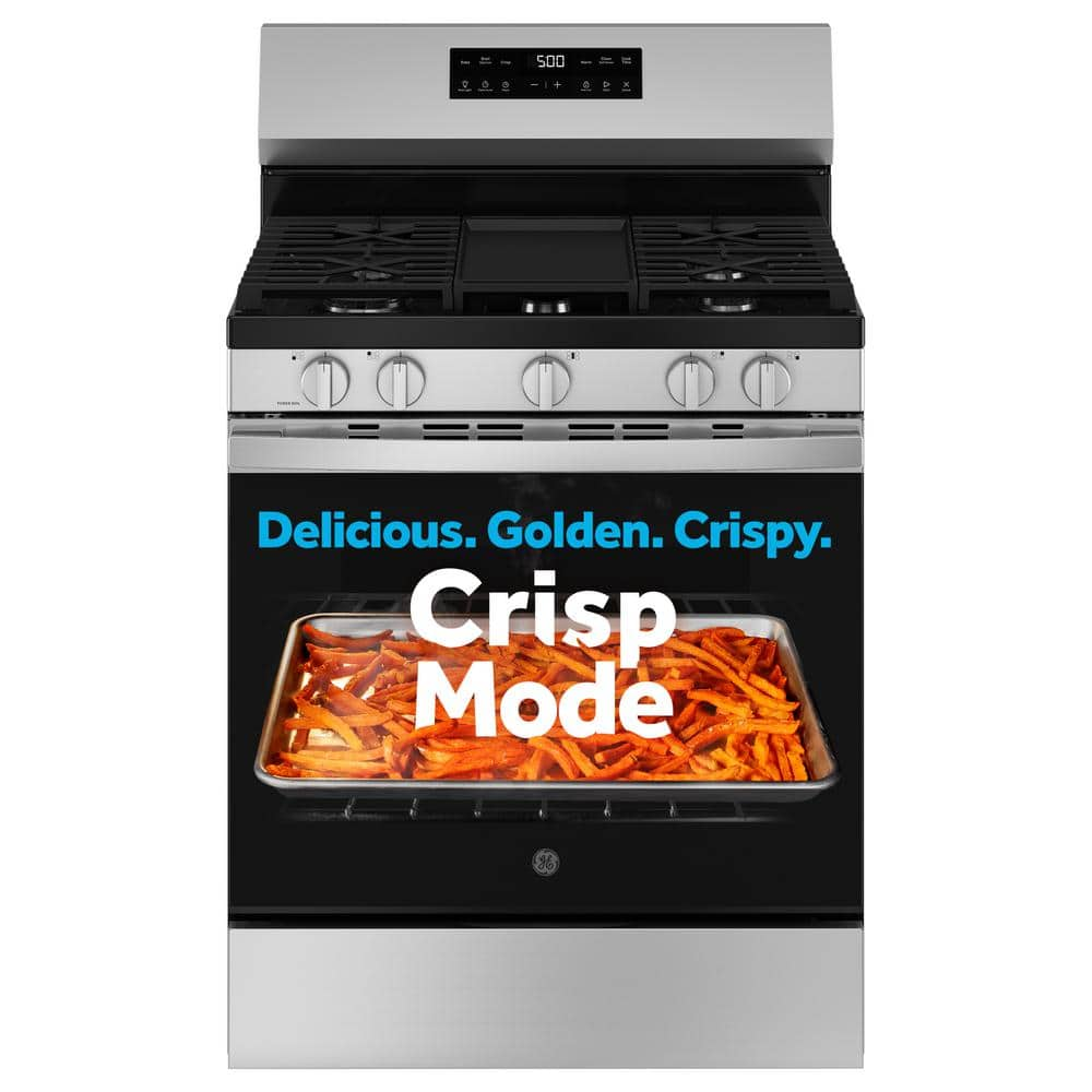 30 in. 5-Burners Free-Standing Gas Range in Stainless Steel with Crisp Mode -  GGF500PVSS