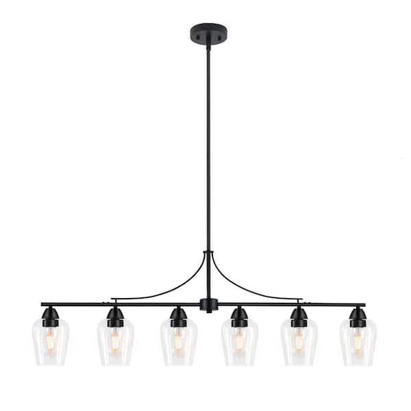 Unbranded 6 light Black Kitchen Island Lighting Linear Chandeliers for Dining Room Kitchen Island with no bulbs included