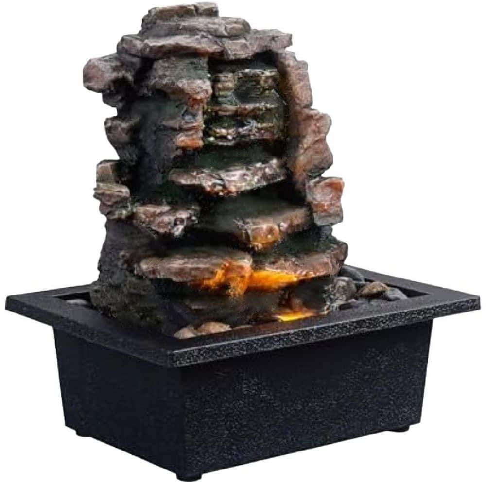 9.45 in. Indoor Waterfall Fountain with LED Lights and Natural River Rocks price history on PriceWatchPro