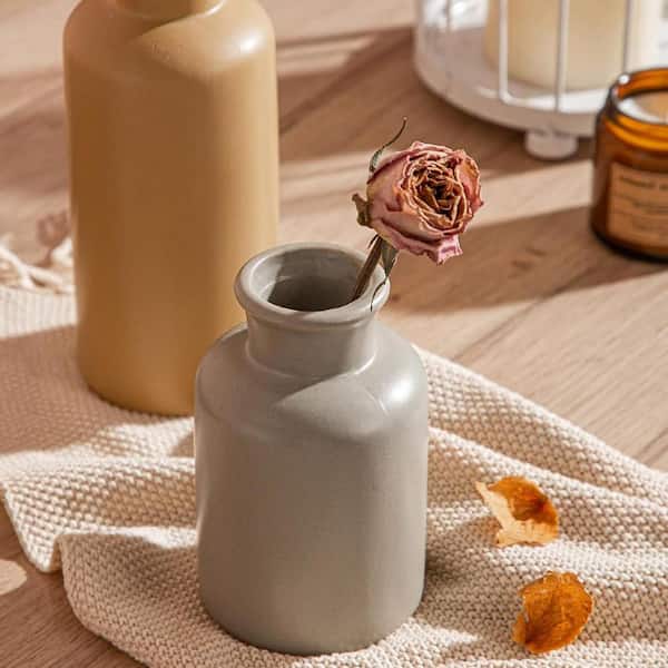 Multicolored 3 in. x 10 in. Ceramic Modern Decorative Vase, (Set of 3)