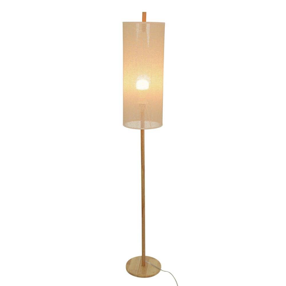 59 in. Brown 1-Light Column Floor Lamp for Living Room with Paper Cylinder Shade, E26 Bulb Not Included (8.7 in. W) price history on PriceWatchPro