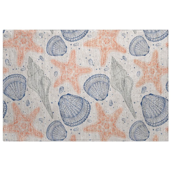 Dream Shag Premium Machine Washable Abstract ADS183 Peach 3 ft. x 4 ft. Area Rug