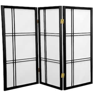 3 ft. Short Double Cross Shoji Screen - Black - 3 Panels