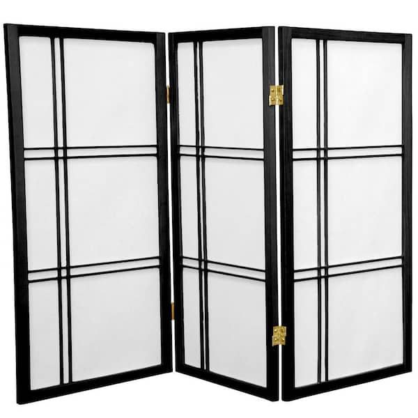 Photo 1 of 3 ft. Black 3-Panel Room Divider