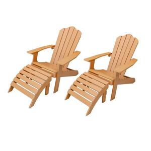 Isabella Brown 2-Piece Folding Resin-Soaked Wood Adirondack Chairs with Ottomans (2-Pack)