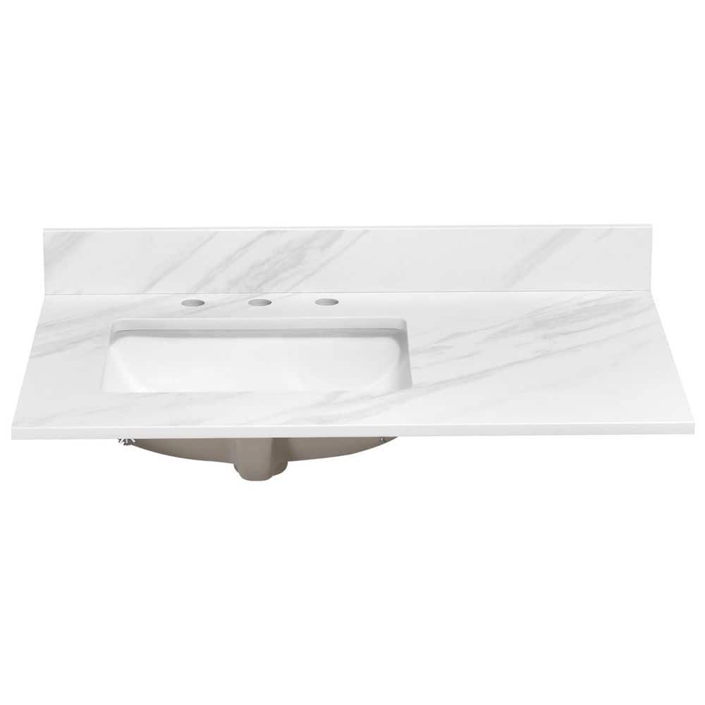 36 in. D x 22 in. W Engineered Stone White Rectangular Left Single Sink Bathroom Vanity Top in Calacatta Rocky price history on PriceWatchPro
