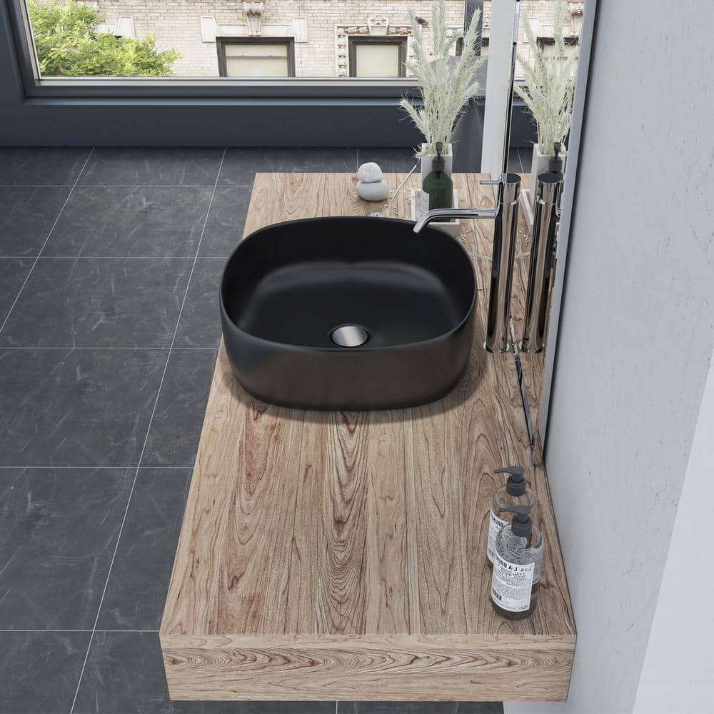 Altair 16.7'' Black Ceramic Square Undermount Bathroom Sink