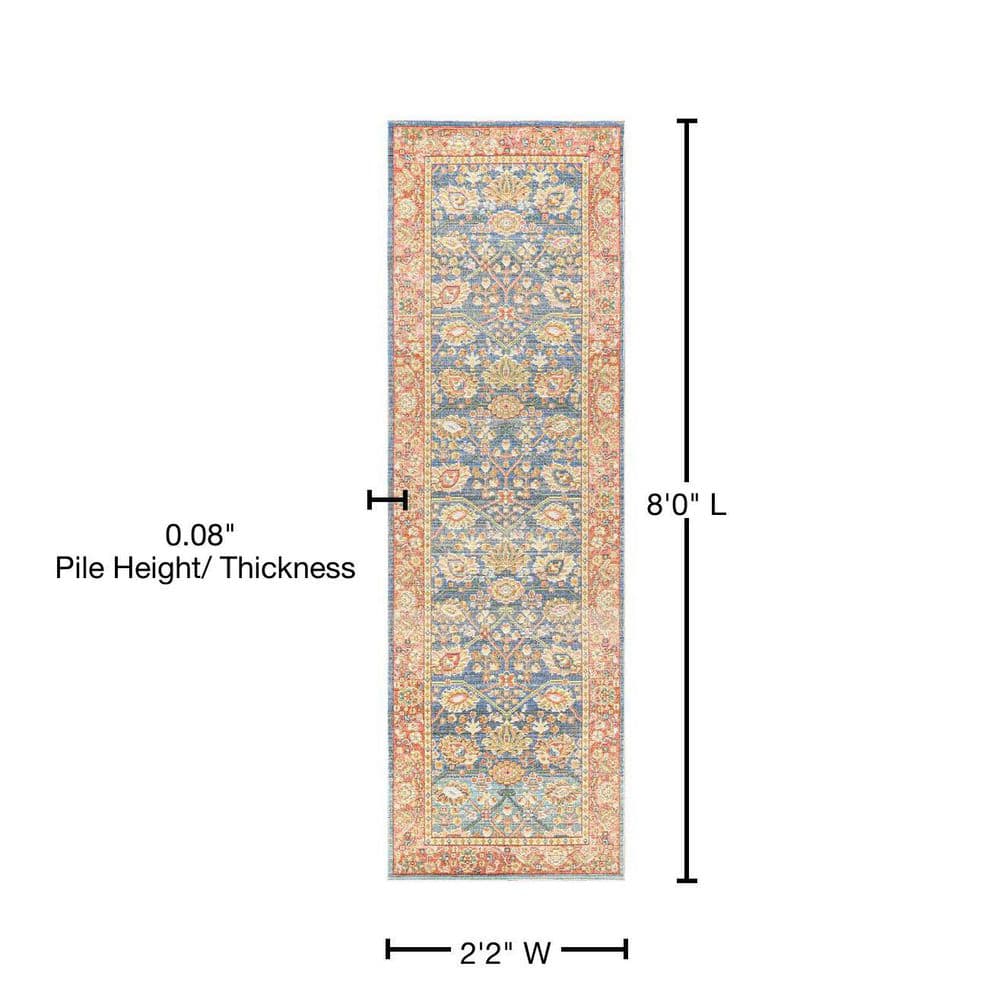 Gray Synthetic Reversible Stain-Resistant Runner Rug 2x8 Feet
