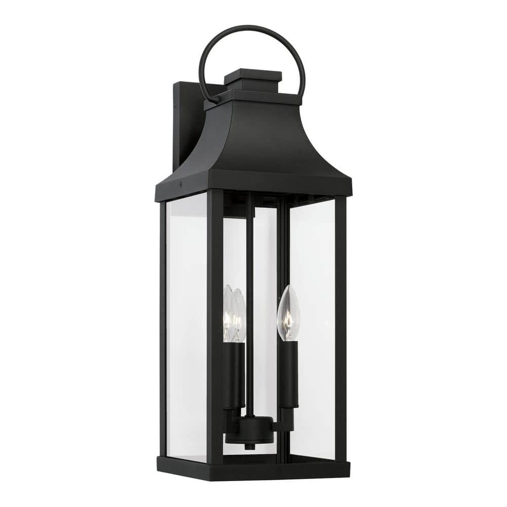 Bradford 24 in. 3-Light Black Outdoor Hardwired Large Wall Lantern Sconce with Clear Glass and No Bulbs Included price history on PriceWatchPro