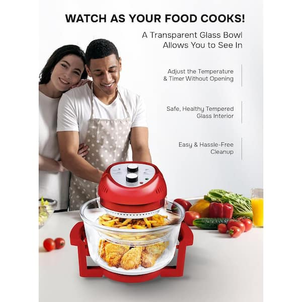 Big Boss - 16 Qt. Red Oil-less Air Fryer with Built-In Timer