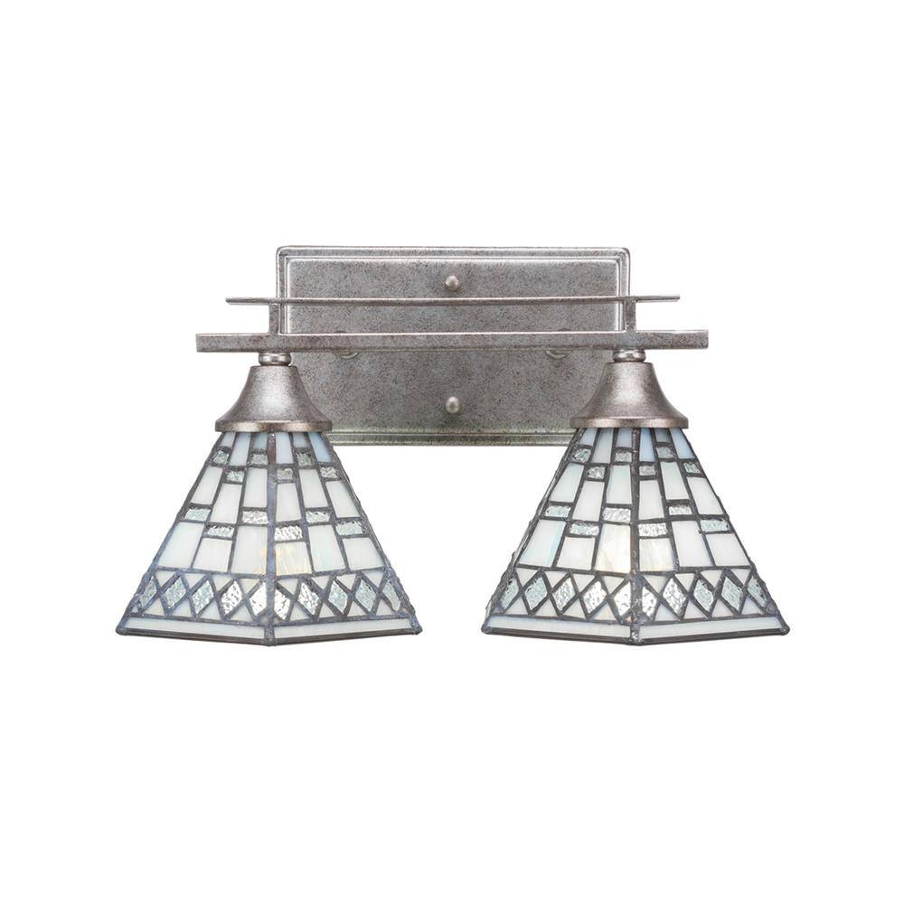 Ontario 14.5 in. 2-Light Aged Silver Vanity Light