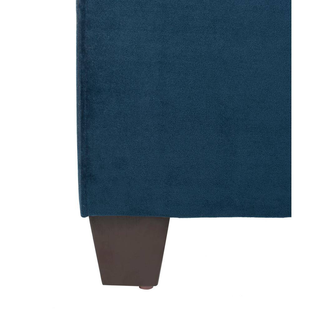 Elegant Navy Full-Size Velvet Upholstered Platform Bed with Nailhead Trim