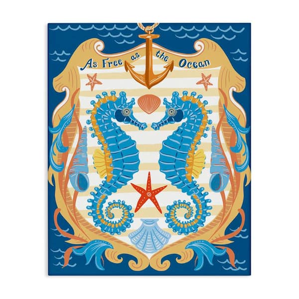 Stupell Industries Free As Ocean Seahorses by Jo Reid Unframed Coastal Graphic Art Print 30 in. x 24 in.