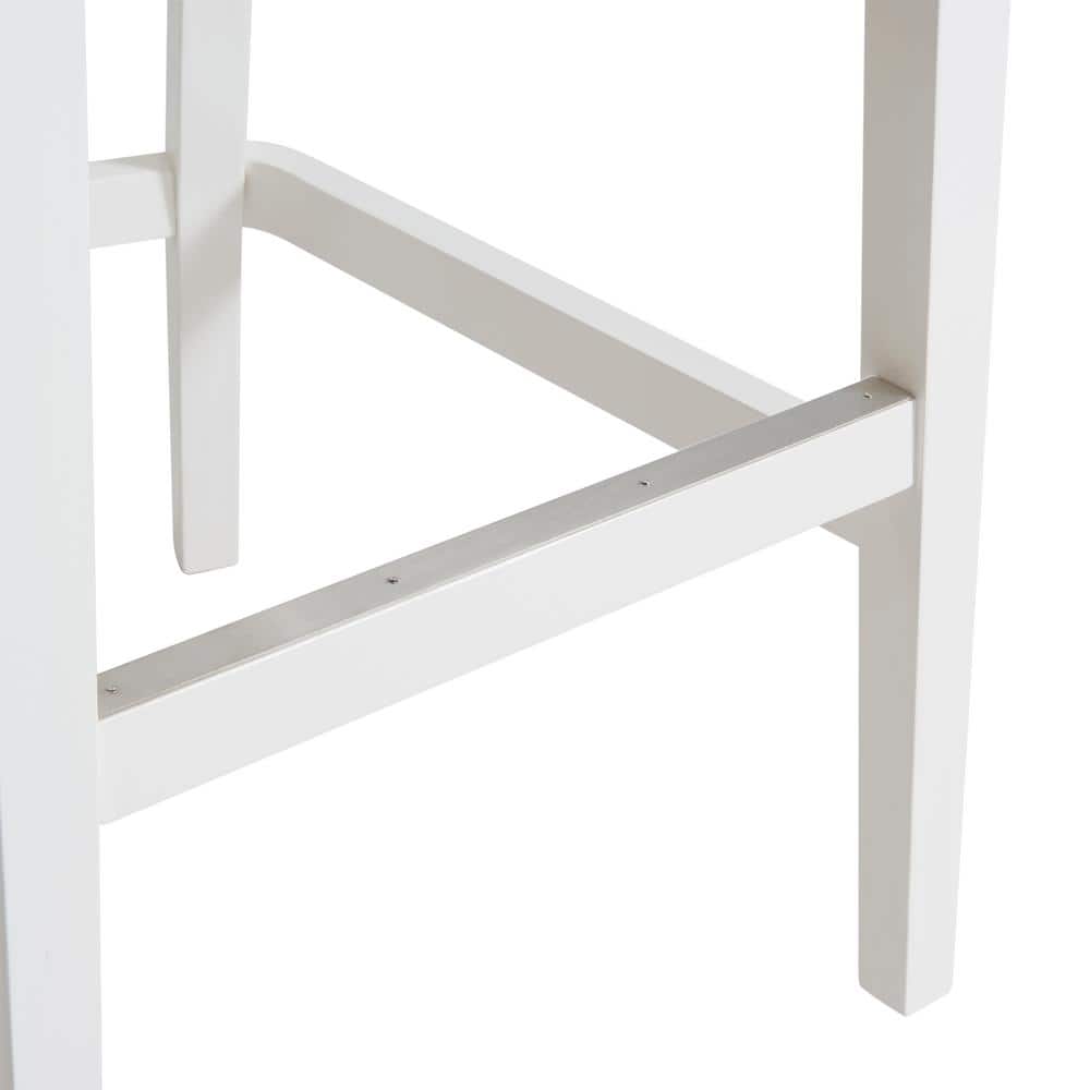 Ellie 22.5" White Rubberwood Swivel Bar Stool with Memory Return