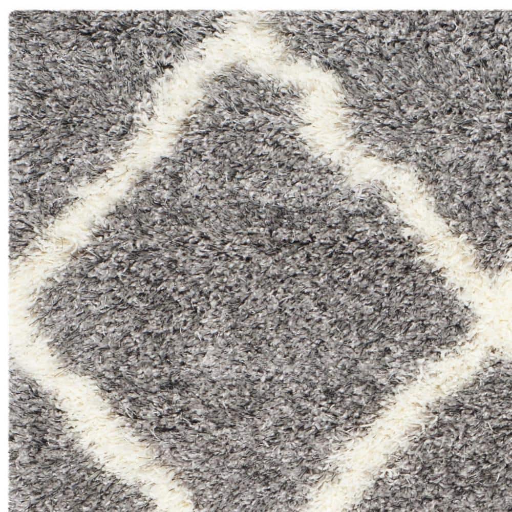 Ivory Rectangular Shag Area Rug 36" Synthetic Plush Pile