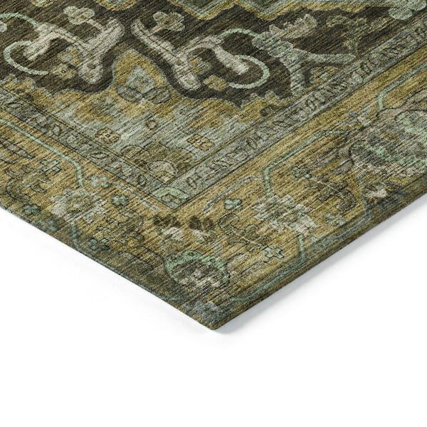 Chantille Machine Washable Indoor/Outdoor Abstract ACN2165 Olive 8 ft. x 8 ft. Area Rug