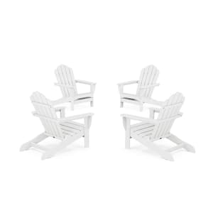Classic White 4-Piece Plastic Patio Conversation Set in Oversized Adirondack Chair Monterey Bay