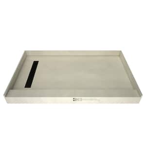 Redi Trench 48 in. L x 30 in. W Alcove Single Threshold Shower Pan Base with Left Trench Drain in Matte Black