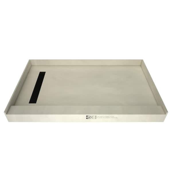 Tile Redi Redi Trench 42 in. L x 36 in. W Alcove Single Threshold Shower Pan Base with Left Trench Drain in Matte Black