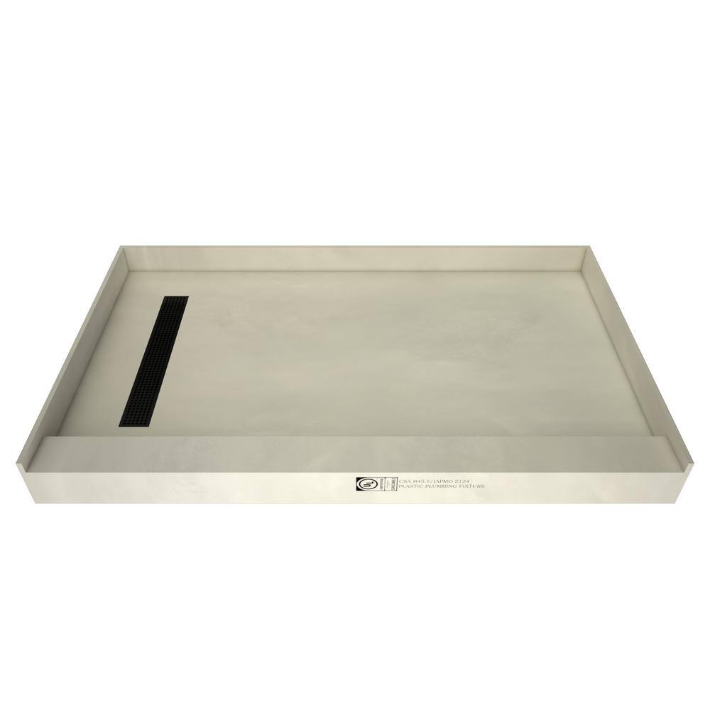 72" x 36" Grey Rectangular Shower Base with Bench