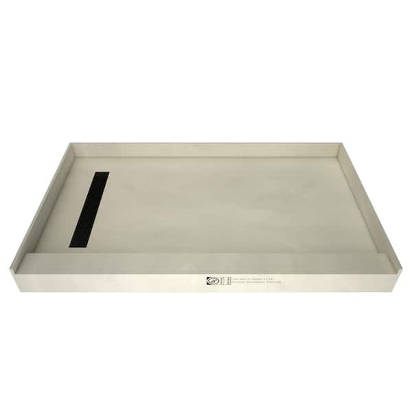 Tile Redi Redi Trench 72 in. L x 48 in. W Alcove Single Threshold Shower Pan Base with Left Trench Drain in Matte Black