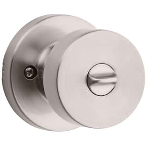 Pismo Round Satin Nickel Bed/Bath Door Knob Featuring Microban Antimicrobial Technology with Lock