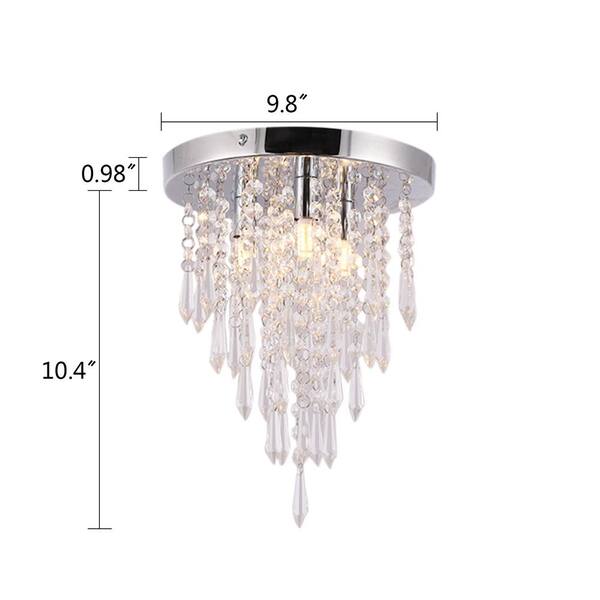 OUKANING 1-Light Modern Silver Adjustable Height Mini Crystal