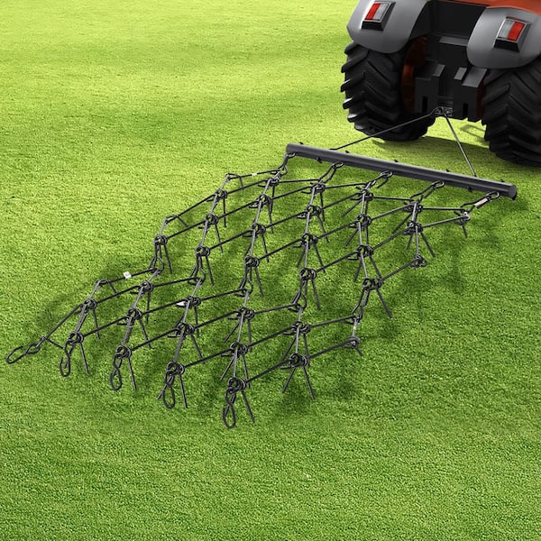 Drag Harrow 4 in. x 5.6 in. Heavy-Duty Chain Harrow with 69 Teeth ATV UTV Tractor Attachments Field Drag Mat