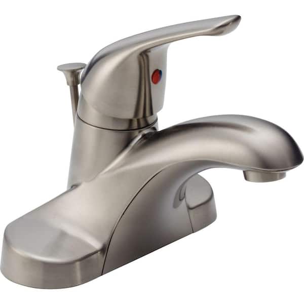 Delta Foundations 4 in. Centerset Single-Handle Bathroom Faucet with Metal Drain Assembly in Stainless