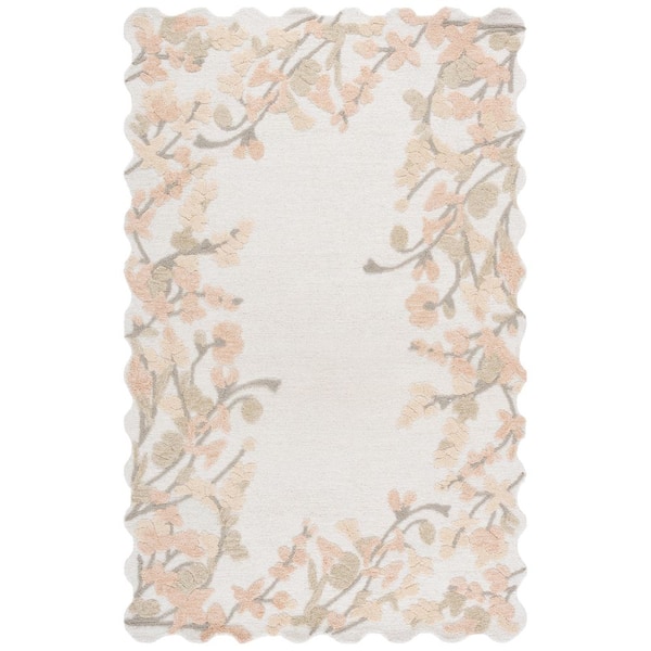 Jardin 4 ft. x 6 ft. Beige/Rust Romantic Floral Vine Area Rug