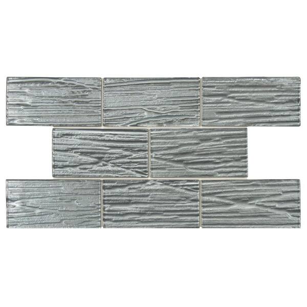 Merola Tile Aspen Subway Blue 3 in. x 6 in. Glass Wall Tile (1 sq. ft. / pack)