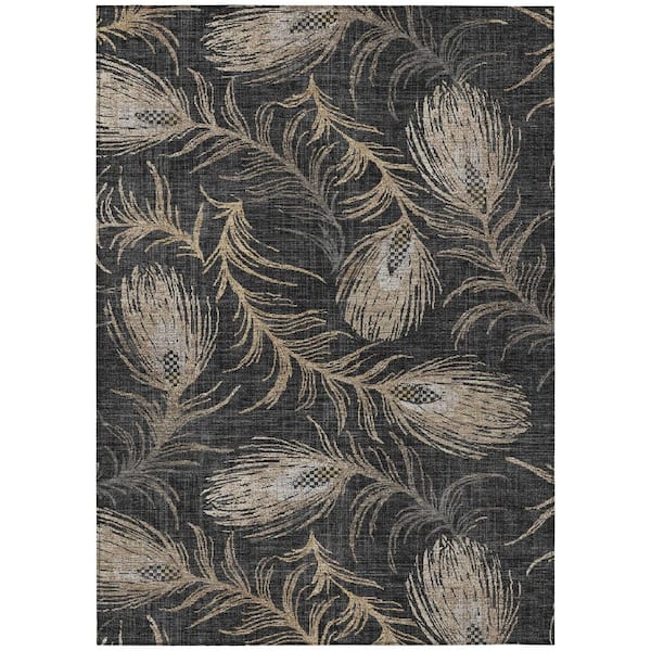 Chantille Machine Washable Indoor/Outdoor Abstract ACN3147 Black 3 ft. x 5 ft. Area Rug